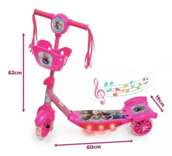 Patinete De Meninos Meninas Patinete Infantil Pata Musical 3 Rodas Cesta E Luzes Até 35kg