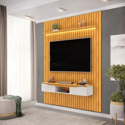Painel Pratic 100% MDF Ripado p/ TV até 55' c/ LED - Entrega/Montagem Grátis p/Fortaleza