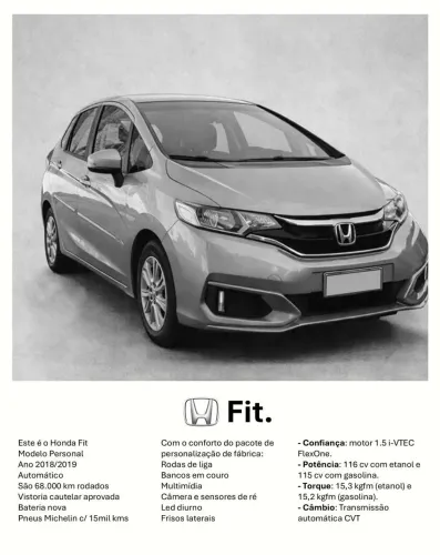 Honda Fit Personal 1.5 Flexone 16V 5P Aut. 2019