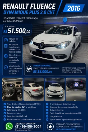 Renault Fluence Sed. Dyn. Plus 2.0 16V Flex Aut. 2016