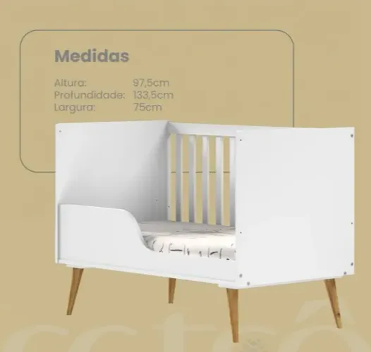 Berço que vira mini cama com colchão - ótimo estado