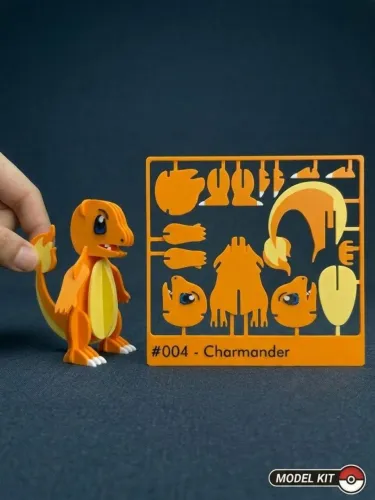 Kit Modelo Pokémon Charmander 3D - Peças em Card para Destacar e Montar