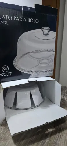 Tampa Pearl Wolff 27x15cm de boleira de cristal