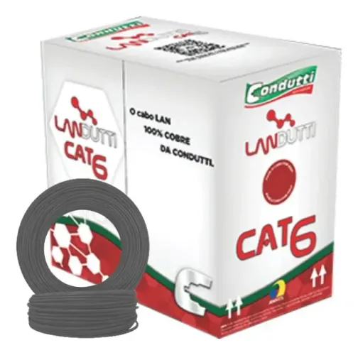 Cabo Rede Landutti Cinza Cat6 305m 100% Cobre