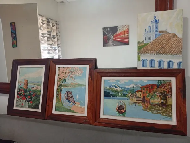 Cuadros Antigos Pintados a mão Pelo Artista "Coridori" // Moldura de Madeira Maciça 