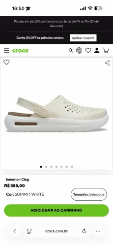 Vendo Crocs InMotion Clog Original - Summit White | Tam. 38  Produto novo, nunca usado