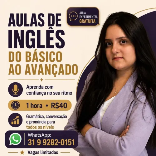 Aula de Inglês - 40 reais a hora (experimental gratuita)