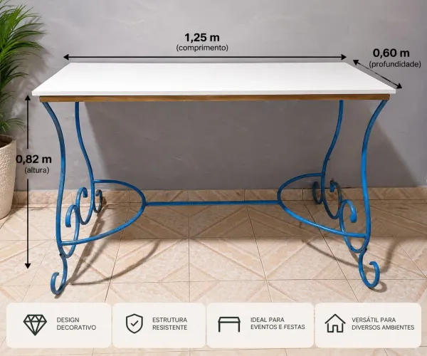 Mesa Decorativa de Ferro 1,25m - Festas, Eventos e Decoração