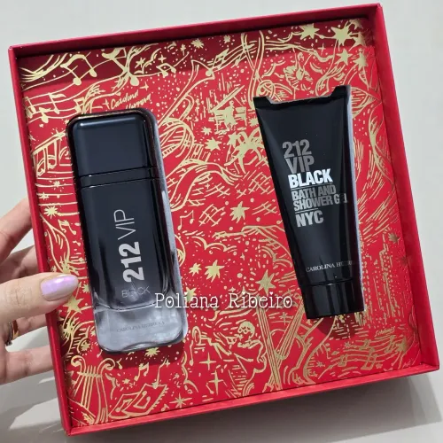 Kit Carolina Herrera 212 Vip Black 100 ml + Shower Gel 100 ml
