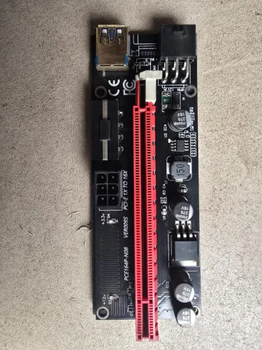 Riser PCIe 1x para 16x PCE164P-N08 VER005S + Cabo USB 3.0 + 6 Pin