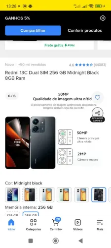 Redimi 13 c semi novo pouco usado 1 dono tenho a caixa vai com carregador 600  