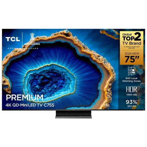 Smart TV 65" QLED 4K TCL Mini LED 65C755 144hz Google TV HDR10+ Assistente Dolby Vision