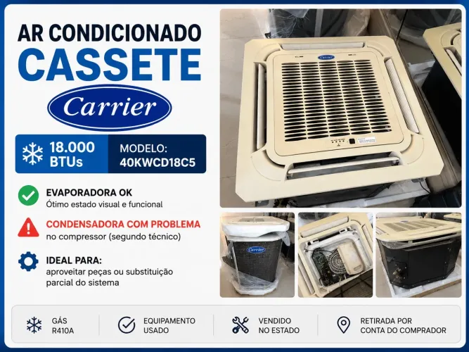 Ar Condicionado Cassete Carrier 18.000 BTUs 40KWCD18C5 - Evaporadora OK