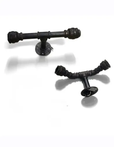 Kit com 2 Suportes para Luminária Industrial em Metal Reforçado | Estilo Pipe Retrô