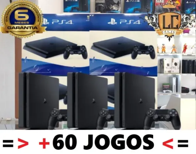 PS4 SLIM 500GB + 60 JOGOS + O6 MESES GARANTIA I LOJA FISICA BH