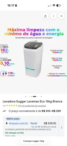 Tanquinho de lavar roupa 