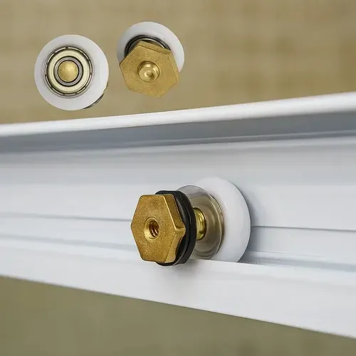 Kit 2 Roldanas Excêntricas Raldan Para Box De Vidro 8mm Com Rolamento Banhada Em Latão