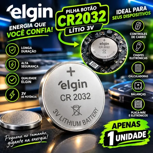 Bateria CR2032 Elgin para Computador e Outros Eletrônicos Novo