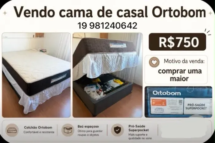 Cama baú com colchão