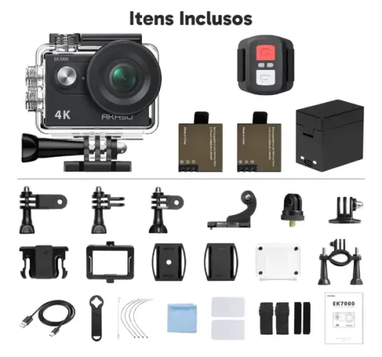 Câmera 4k Akaso 2 meses de uso vai com 1 cartão de memória de 32 gb grátis 
