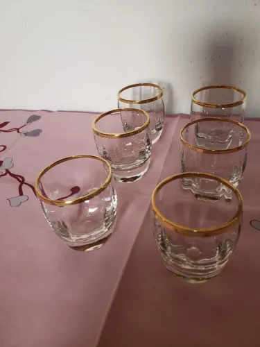 Conjunto de 6 copos de cristal vintage - anos 70