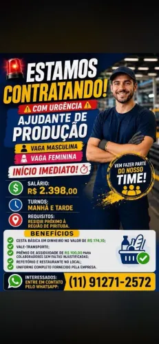 Vaga para Ajudante de produção