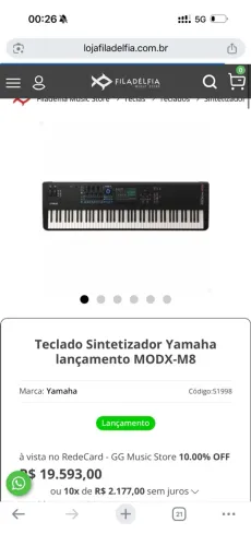 TECLADO YAMAHA MODX M8 NOVO LACRADO