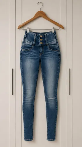 calça jeans y2k cintura alta skinny