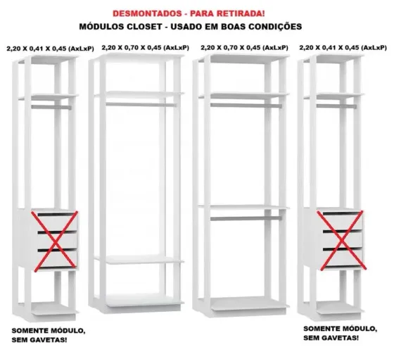 MÓDULOS CLOSET - USADO (DESMONTADO P/ RETIRADA)