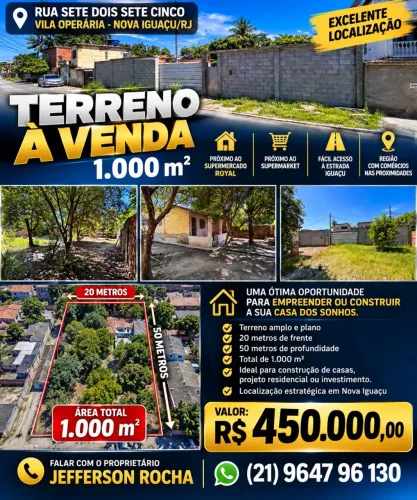 Terreno a venda vila operária Nova Iguaçu