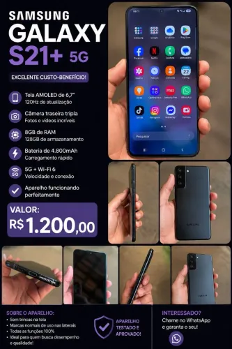VENDO SAMSUNG GALAXY S21 PLUS 5G - R$ 1.200,00 ?