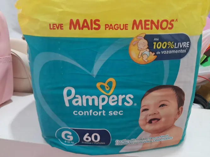 Fralda pampers confort sec G com 60 unidades