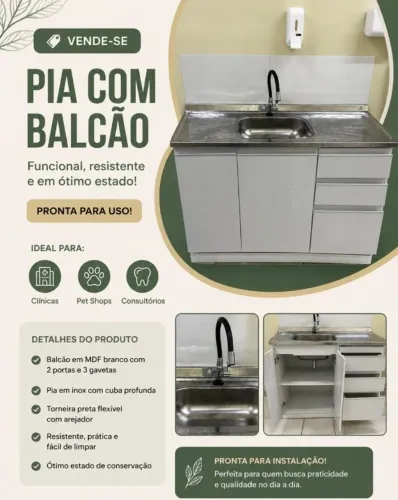 PIA COM BALCÃO, PRONTO PARA USO