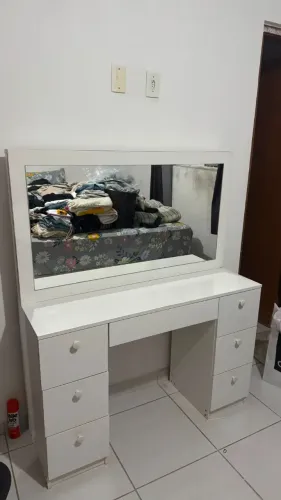 Penteadeira Ditália 7 Gavetas Branco com espelho