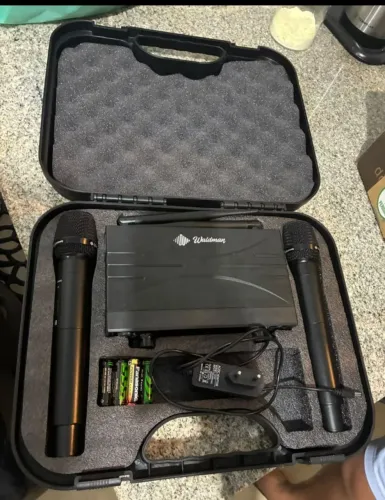 Par de microfone wadman novos com maleta