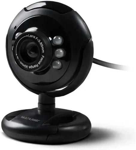 Webcam Standard 480p 30Fps Led Noturno Microfone Conexão Usb Preto Multi - WC045