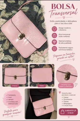 Bolsa transversal rosa