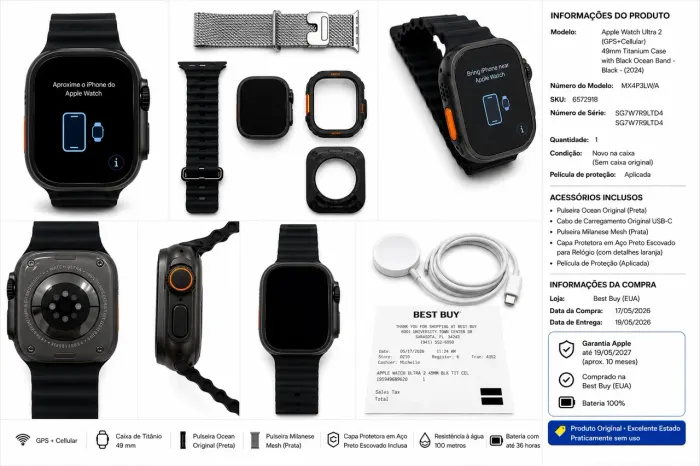 Apple Watch Ultra 2 GPS + Cellular 49 mm - Titânio Preto