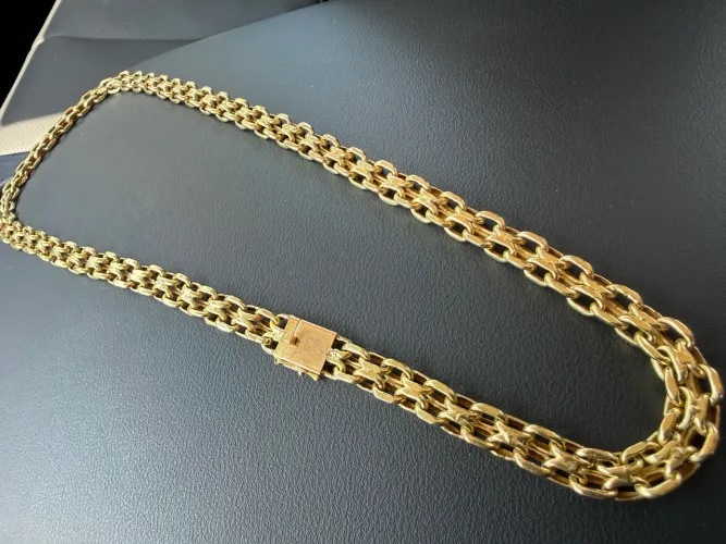 Cordão e bracelete de ouro 18k top grosso