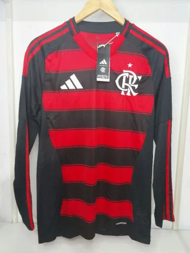 Camisa do Flamengo I 25/26 Torcedor Oficial Adidas Manga Longa Masculino - Tamanho (P)