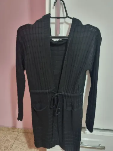 Casaco Longo Tricot Preto