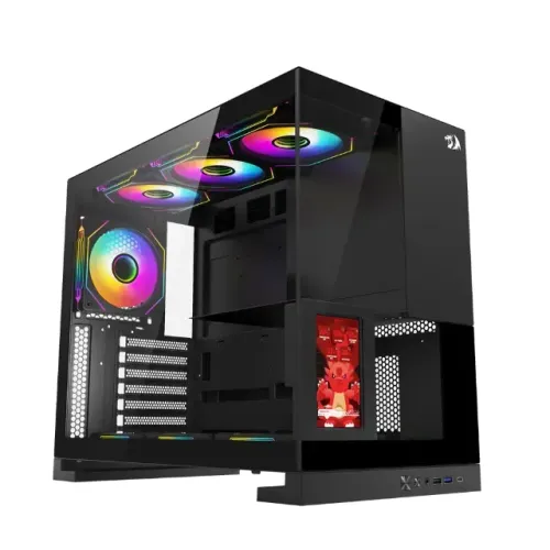 Gabinete Gamer Redragon Eternal Pro Black, Com Tela LCD 4.3" - WZetta