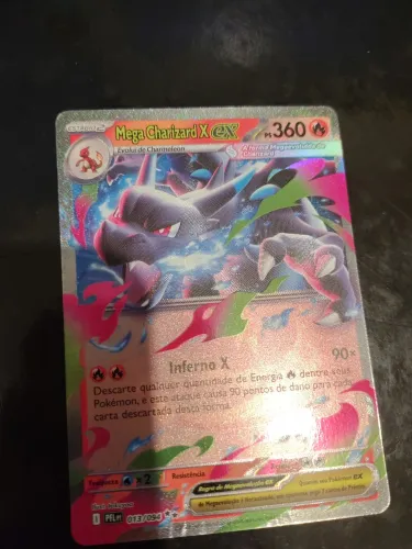 Carta Pokemón Mega Charizard X Ex 13/94 coleção Fogo Fantasmagórico em português novíssima