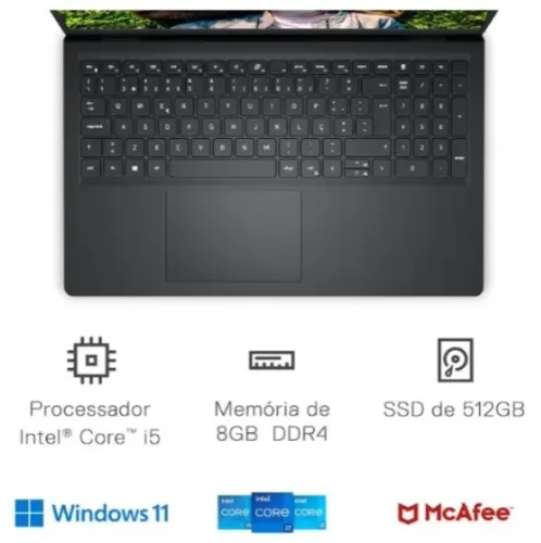 Notebook Dell Inspiron 15 3520 - i5 12ª Geração | 8GB | SSD 512GB | Full HD 120Hz