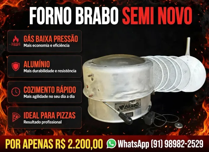 ? FORNO BRABO SEMI NOVO - 5 TelasPá - Gás Baixa Pressão - Oportunidade!
