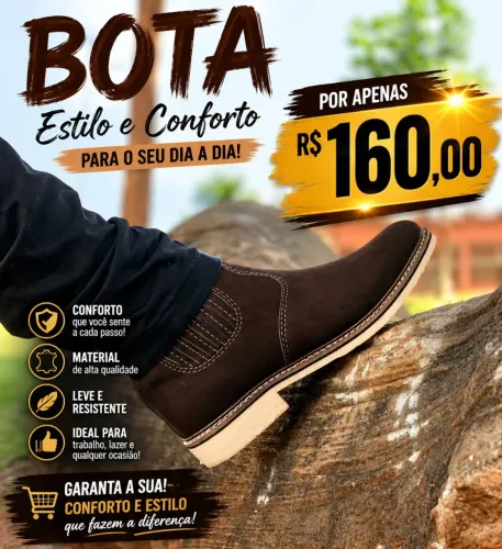 Botas em couro legítimo