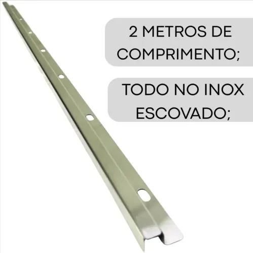 Filete Perfil Transição Soleira Inox 304 2 Metro Escovado Prateado