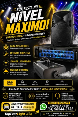 Som e iluminação profissional jogos de luz fumaça laser etc