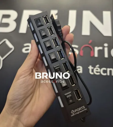 Hub USB 2.0 com 7 portas e Chaves Individuais On/off