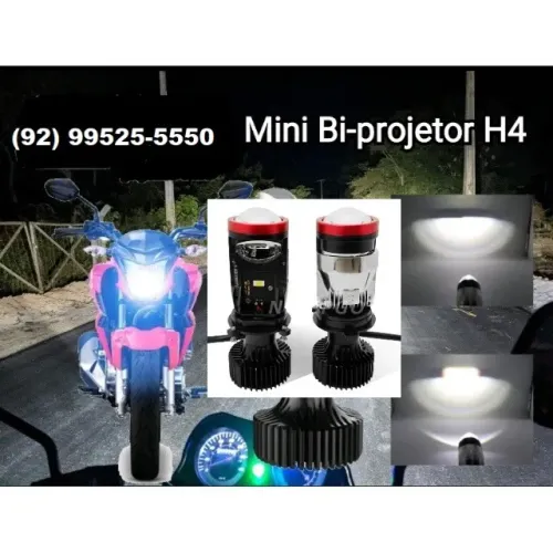 01 Super led projetor H4 para farol de moto - Luz branca bem forte- Produto novo lacrado 